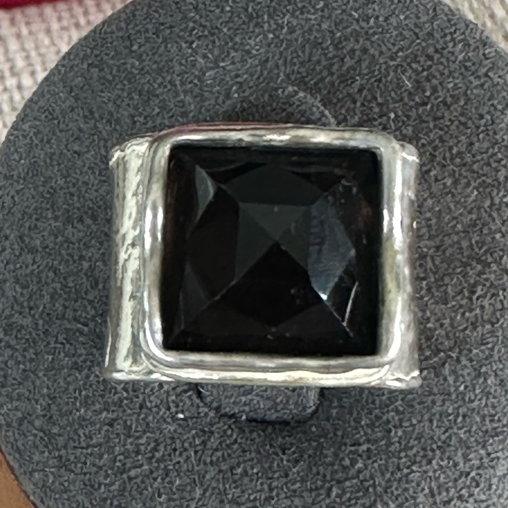 Silpada smoky quartz wide band size 7